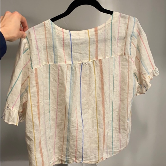 Madewell striped button down v-neck top - Picture 5 of 7